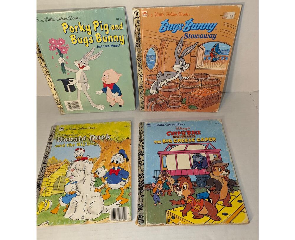 Lot of 4 Vintage Little Golden Books Collectible Bugs Bunny Donald Duck